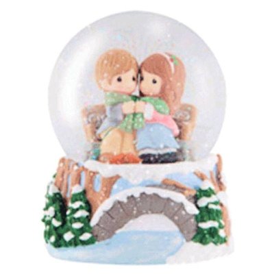Couple on Bench Musical Water Globe