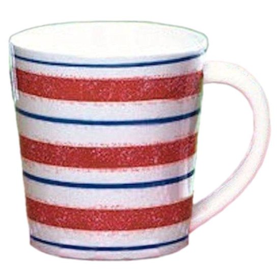 Patriotic Coffee Mug with Red White and Blue Stripes - Click Image to Close