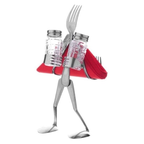 Fork Head Salt, Pepper and Napkin Holder by Forked Up Art - Click Image to Close