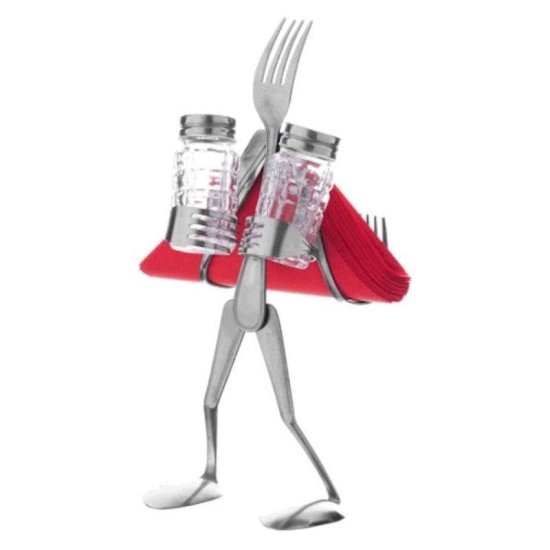 Fork Head Salt, Pepper and Napkin Holder by Forked Up Art