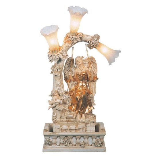 Angel Table Lamp and Fountain Vintage Victorian Style - Click Image to Close