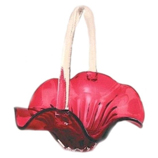 Gold Ruby Glass Basket 8.5 Inches Fenton Glass - Click Image to Close