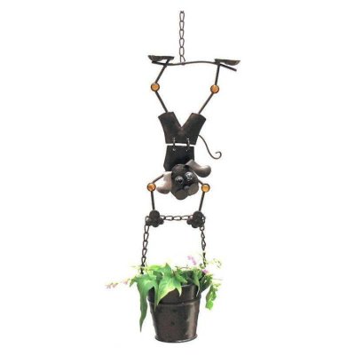 Hanging Planter with Dog Boy Figurine