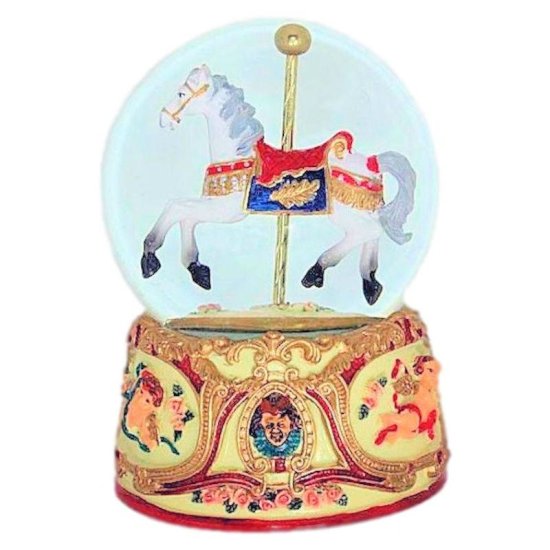 Fairy Tale Carousel Horse Musical Glitter Globe - Click Image to Close