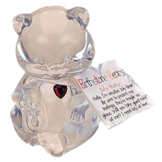 July Birthstone Bear Figurine Fenton Glass - Click Image to Close