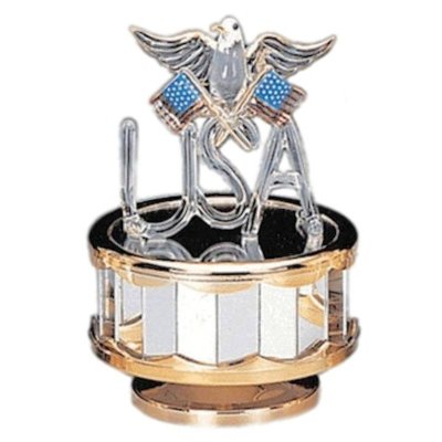 Patriotic USA with Eagle and US Flags Musical Figurine