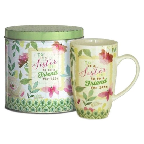 Sister Coffee Cup in Gift Tin by Artist Stephanie Ryan - Click Image to Close