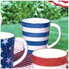 Patriotic Coffee Mug with Blue and White Stripes