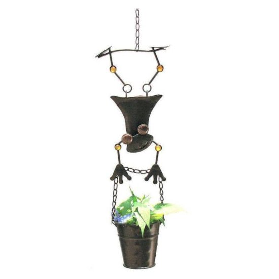 Hanging Planter with Frog Girl Figurine
