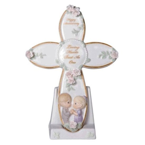 Loving Hearts Cross Anniversary Figurine - Click Image to Close