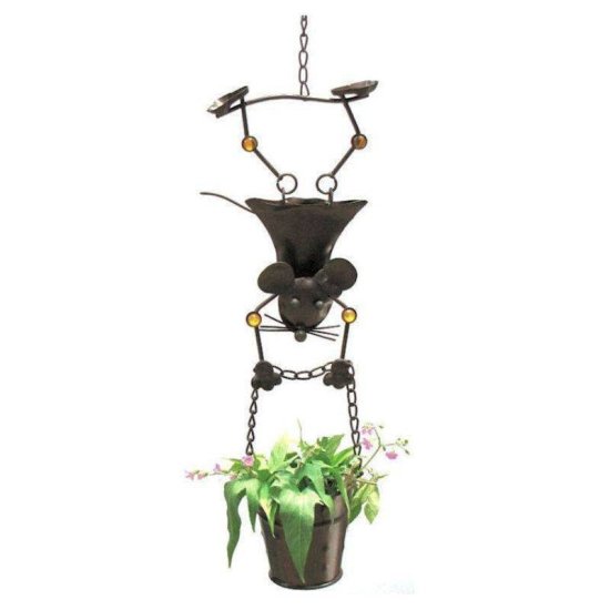 Hanging Planter with Mouse Girl Figurine