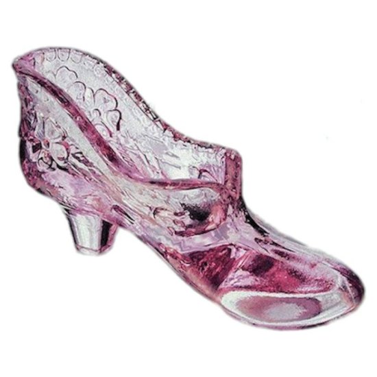 Glass Slipper Figurine in Rose by Fenton Glass - Click Image to Close