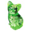 Cat Figurine in Key Lime Green with Floral Design Fenton Glass
