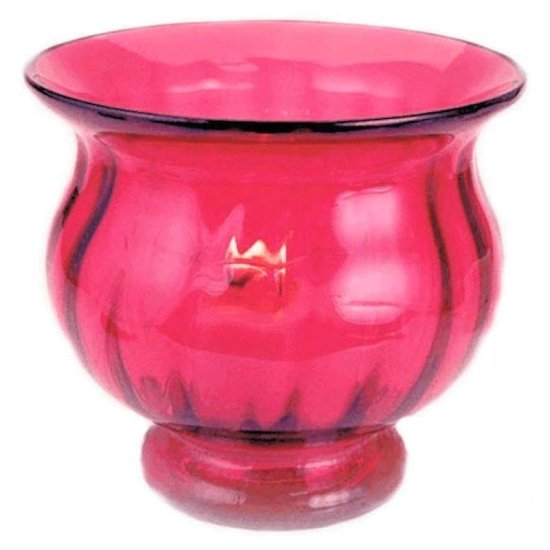 Gold Ruby Glass Candle Holder 5 Inches Fenton Glass - Click Image to Close