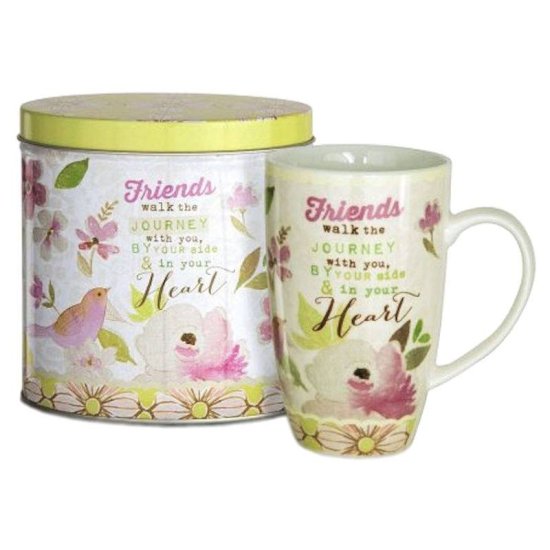 Friend Coffee Cup in Gift Tin by Artist Stephanie Ryan - Click Image to Close