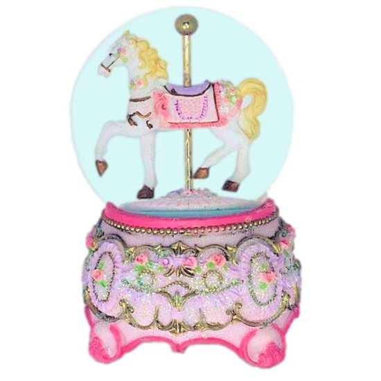 Prancing Carousel Horse Musical Glitter Globe - Click Image to Close
