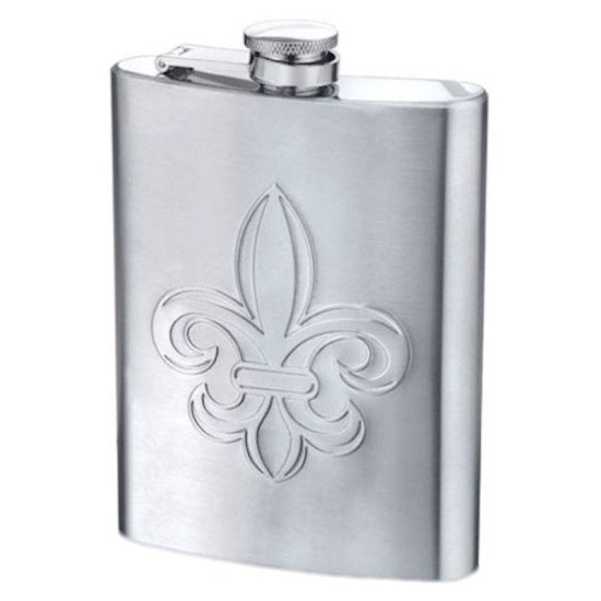 Fleur de Lis Stainless Steel Flask by Wilouby International - Click Image to Close