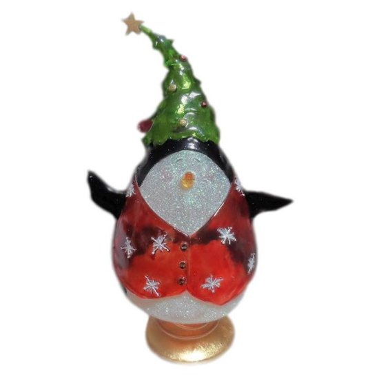 Christmas Penguin Figurine Bobble Style Fenton Glass - Click Image to Close