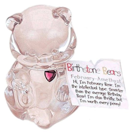 February Birthstone Bear Figurine Fenton Glass - Click Image to Close