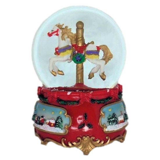 Christmas Carousel Horse Musical Glitter Globe - Click Image to Close