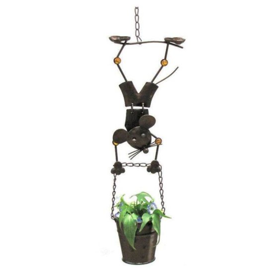 Hanging Planter with Mouse Boy Figurine