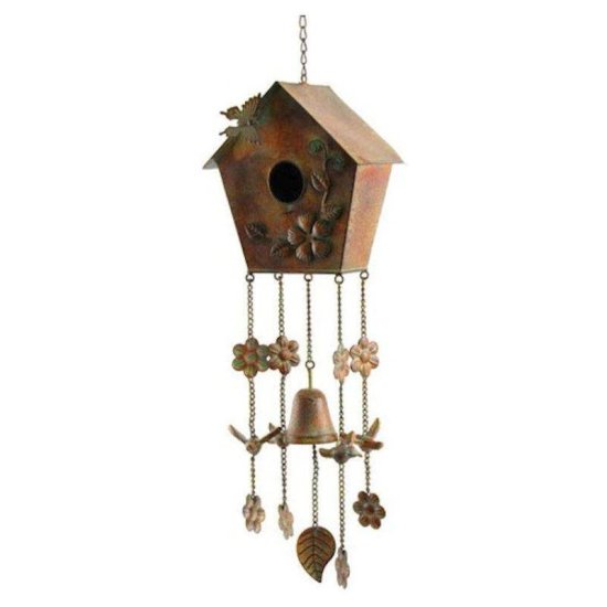 Wind Chime Birdhouse with A-frame Roof - Click Image to Close