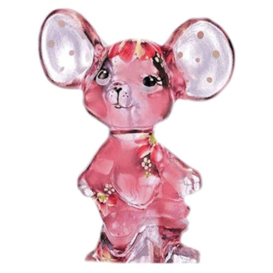 Mouse Figurine in Rose with Floral Design by Fenton Glass - Click Image to Close