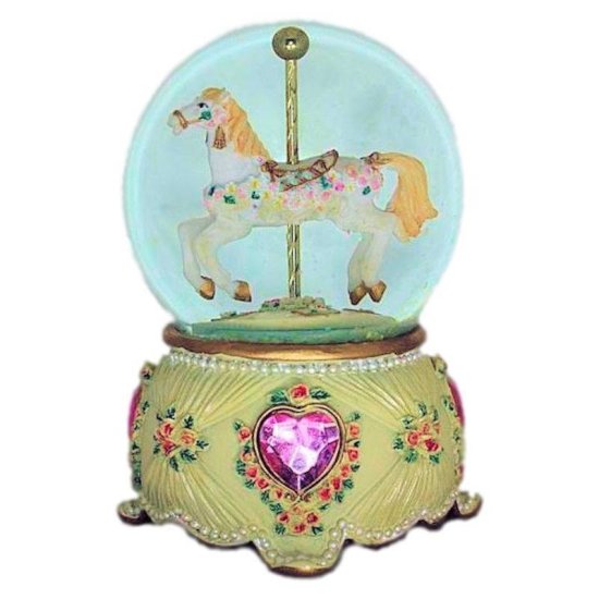 Carousel Horse Musical Glitter Globe - Click Image to Close
