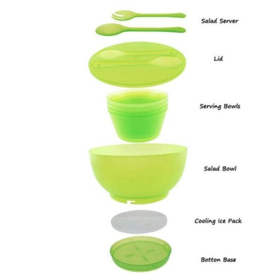 Salad Bowl Serving Set with Keep Cold Pack by Supreme Housewares - Click Image to Close