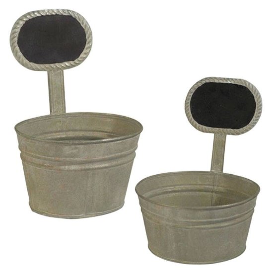 Tin Garden Planter Set with Chalkboards by Grasslands Road - Click Image to Close