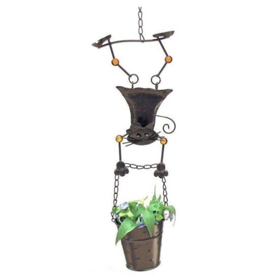 Hanging Planter with Cat Girl Figurine - Click Image to Close