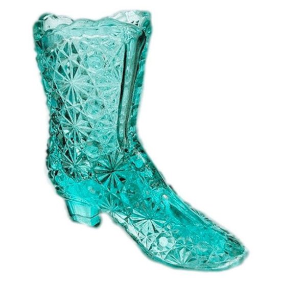 Daisy Button Boot Figurine in Blue by Fenton Glass - Click Image to Close