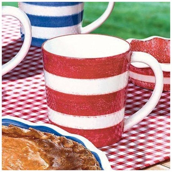 Patriotic Coffee Mug with Red and White Stripes - Click Image to Close
