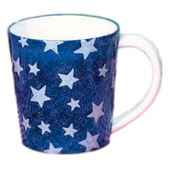 Patriotic Coffee Mug with Blue and White Stars - Click Image to Close